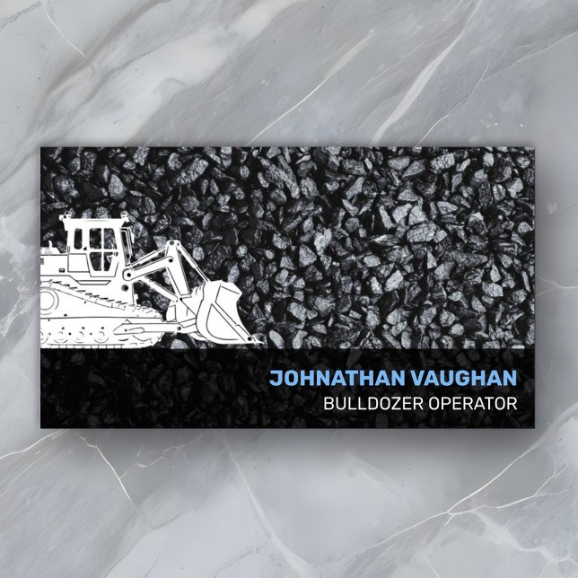 Tarjeta De Visita Operador del bulldozer profesional de construcción (General Construction Business Card with heavy equipment bulldozer operator, Modern professional bold)