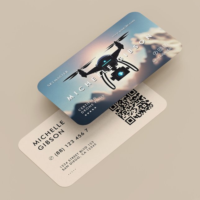 Tarjeta De Visita Operador profesional de drones piloto UAV moderno (Modern Business Card for Drone Operator and pilot)