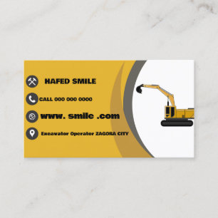 Tarjeta De Visita Operador Profesional de Excavadora de Construcción