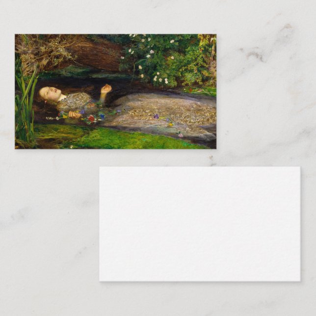 Tarjeta De Visita Ophelia, 1851 por John Everett Millais (Anverso / Reverso)