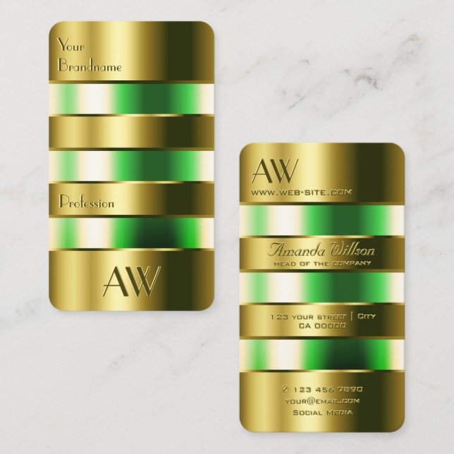 Tarjeta De Visita Óptica de tanques de vidrio de oro Líquidos verdes (Anverso / Reverso)