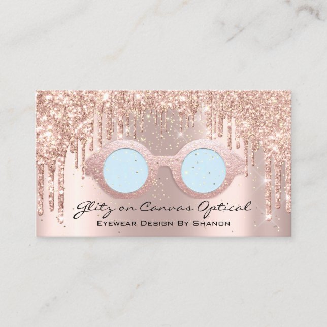 Tarjeta De Visita Óptica Optometrist Eyeglasses Rosa Azul (Anverso)