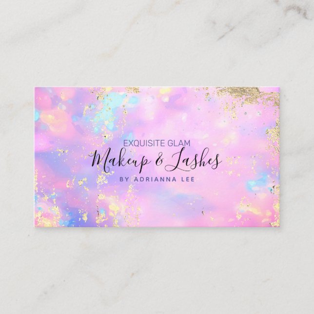 Tarjeta De Visita Óptico Holográfico MUA Salón de belleza Artista de (Anverso)