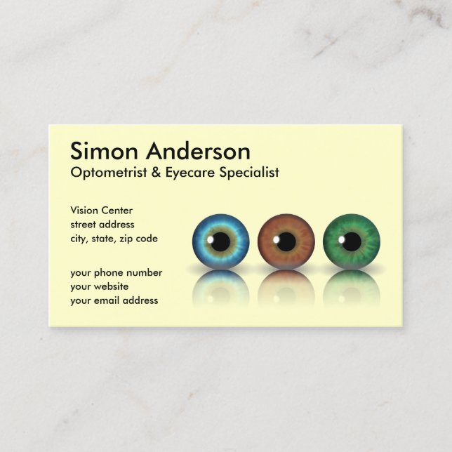 Tarjeta De Visita Optometría de crema profesional de ojos (Anverso)