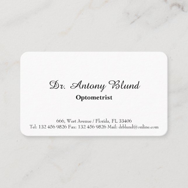 Tarjeta De Visita Optometrist Classic Business card (Anverso)
