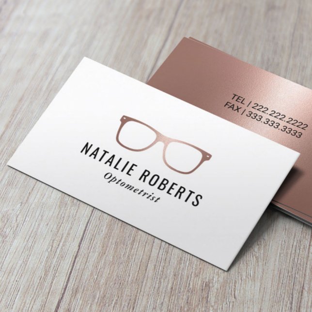 Tarjeta De Visita Optometrist Elegant Rosa Glasses Ojos de Oro (Subido por el creador)