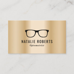 Tarjeta De Visita Optometrist Eye Glasses Metálico de Oro Moderno