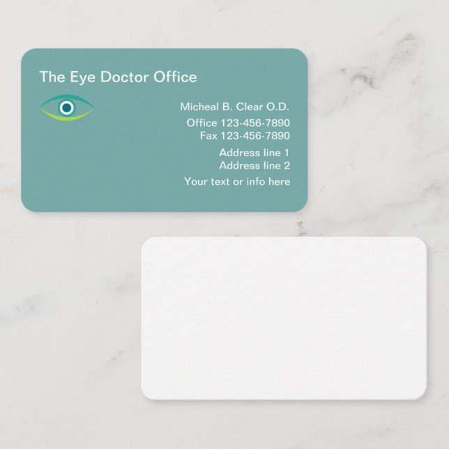 Tarjeta De Visita Optometrist Eye Médico (Anverso / Reverso)