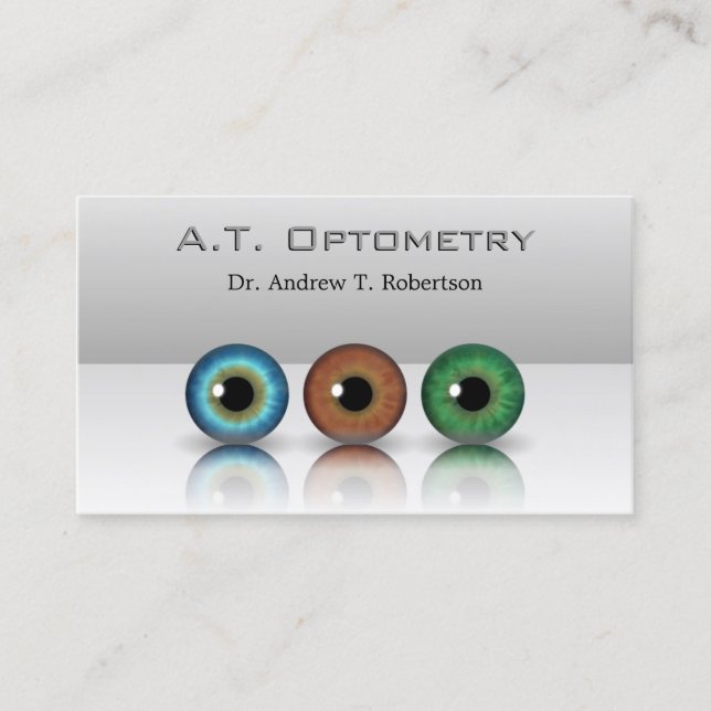 Tarjeta De Visita Optometrist Profesional Gris Optometrist Eyeballs  (Anverso)