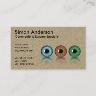 Tarjeta De Visita Optometrist Profesional Kraft Optometrist Eyeballs