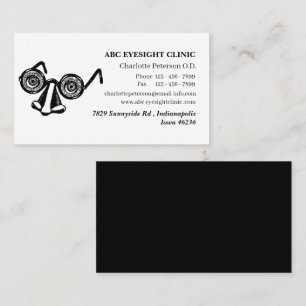 Tarjeta De Visita Optometrista divertido en blanco y negro