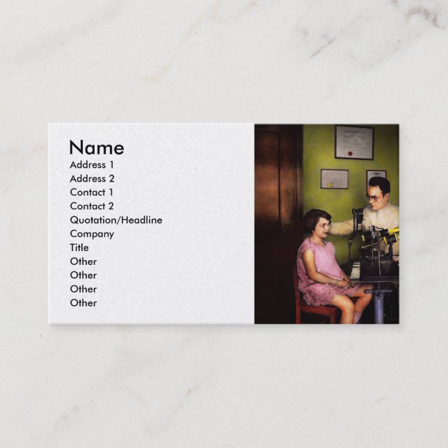 Tarjeta De Visita Optometrista - Examen ocular 1929 (Anverso)