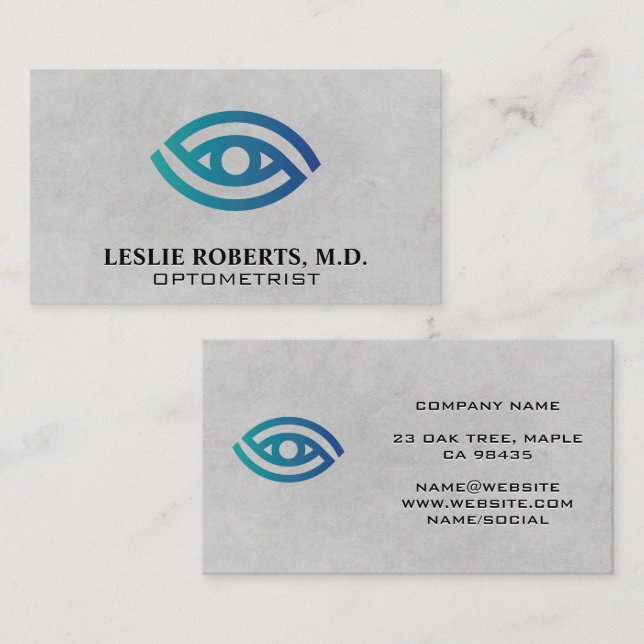Tarjeta De Visita Optometrista | Logotipo ocular (Anverso / Reverso)