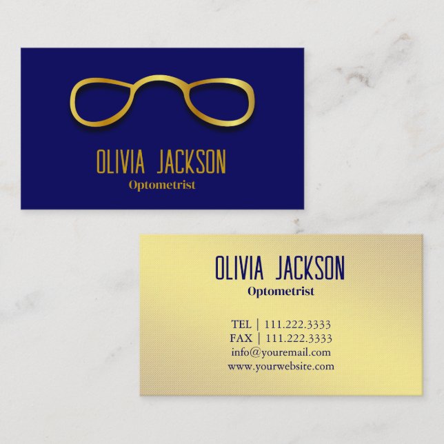 Tarjeta De Visita Optometrista Moderno Gafas De Ojo (Anverso / Reverso)