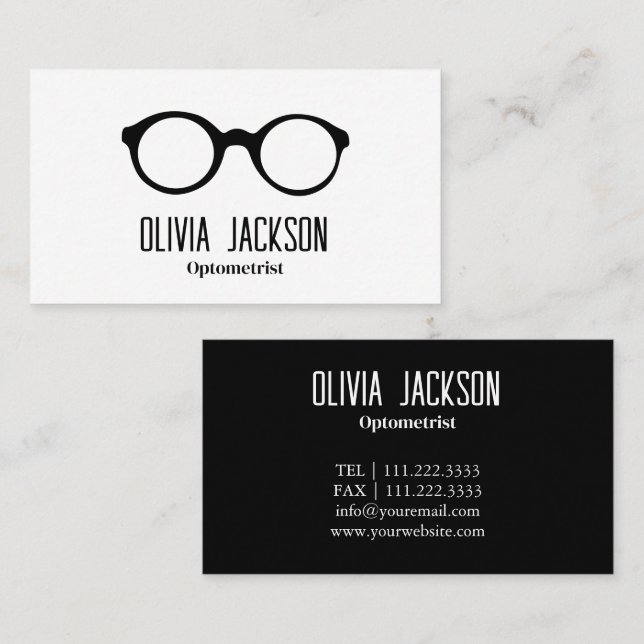 Tarjeta De Visita Optometrista Moderno Gafas De Ojo (Anverso / Reverso)