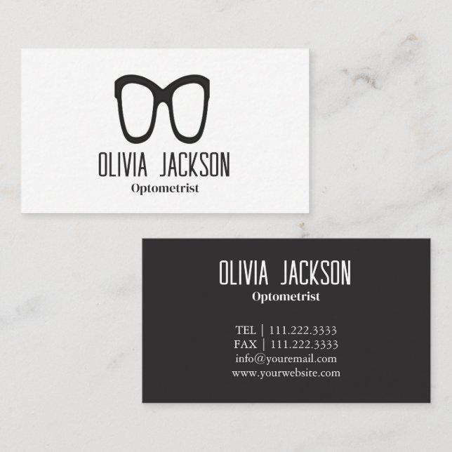 Tarjeta De Visita Optometrista Moderno Gafas De Ojo (Anverso / Reverso)