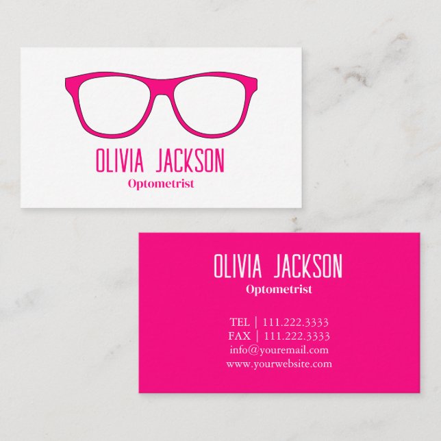 Tarjeta De Visita Optometrista Moderno Gafas De Ojo (Anverso / Reverso)