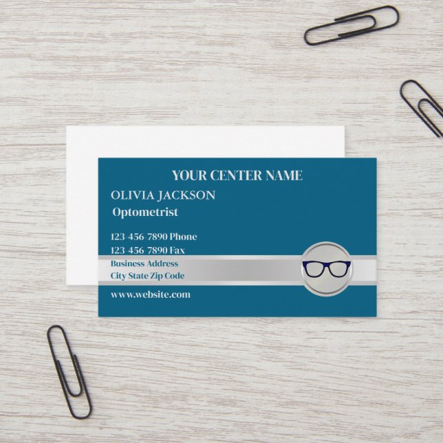 Tarjeta De Visita Optometrista Moderno Médico de Ojos Cuidado de la  (Anverso/Reverso In Situ)