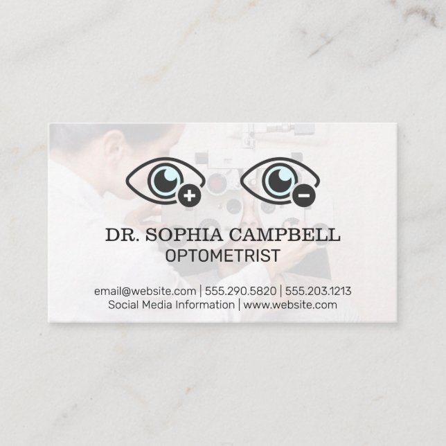 Tarjeta De Visita Optometrista | Phoropter | Icono de medición ocula (Anverso)