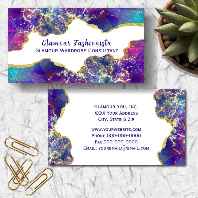 Tarjeta De Visita Opulento diseño de Gemstone óptico de incendios en (Fire Opals and Gold Glitzy White Background Business Cards)