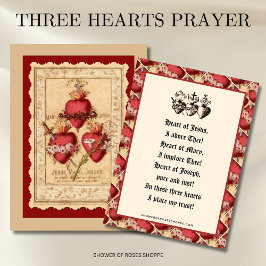 Tarjeta De Visita Oración católica a los tres corazones de Jesús, Ma