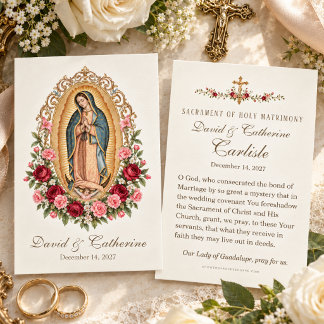 Tarjeta De Visita Oración Católica de Boda Señora de Guadalupe