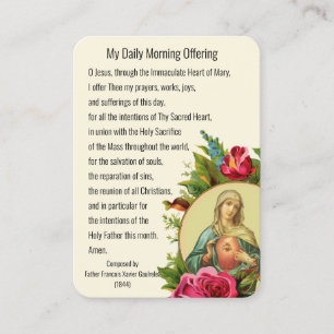Tarjeta De Visita Oración Católica Mañana Ofreciendo Virgen María Je