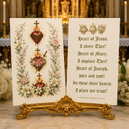 Tarjeta De Visita Oración Católica Tradicional de los Tres Corazones