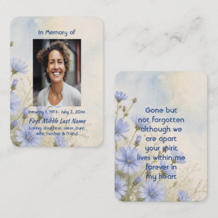 Tarjeta De Visita Oración conmemorativa de la flor azul Recuerdo de 