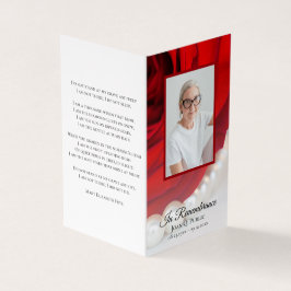 Tarjeta De Visita Oración conmemorativa de los funerales Rosa Roja y