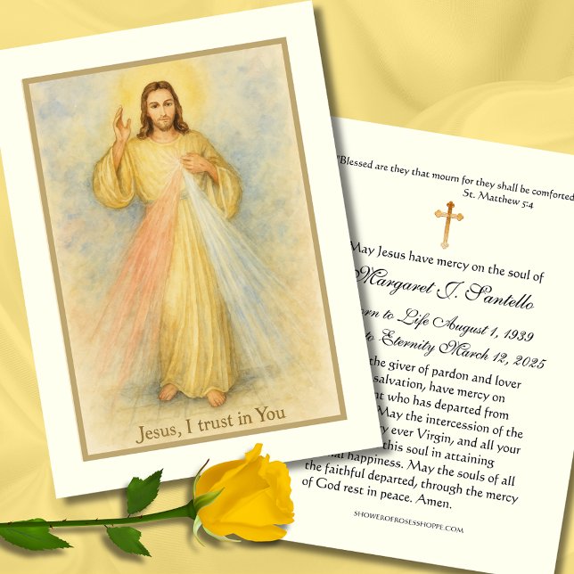 Tarjeta De Visita Oración conmemorativa del funeral de Divine Mercy  (Subido por el creador)