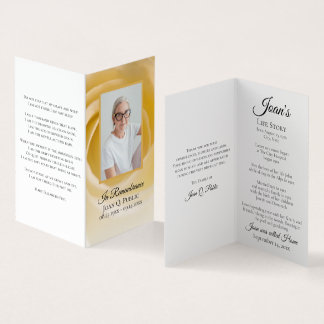Tarjeta De Visita Oración conmemorativa del funeral de la Flor de Ro