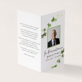 Tarjeta De Visita Oración conmemorativa del funeral de vino inglés