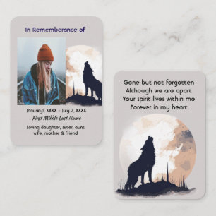 Tarjeta De Visita Oración conmemorativa Lone Wolf Howling Animal