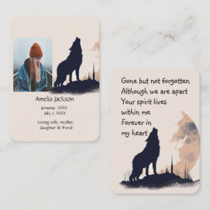 Tarjeta De Visita Oración conmemorativa Lone Wolf Howling Animal