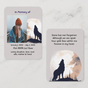 Tarjeta De Visita Oración conmemorativa Lone Wolf Howling Animal