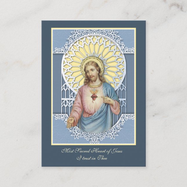 Tarjeta De Visita Oración de Anima Christi, corazón sagrado (Anverso)