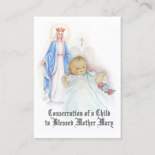 Tarjeta De Visita Oración de consagración católica de niño a María (Anverso)