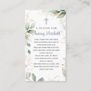 Tarjeta De Visita Oración de Foliage Cross Baptism