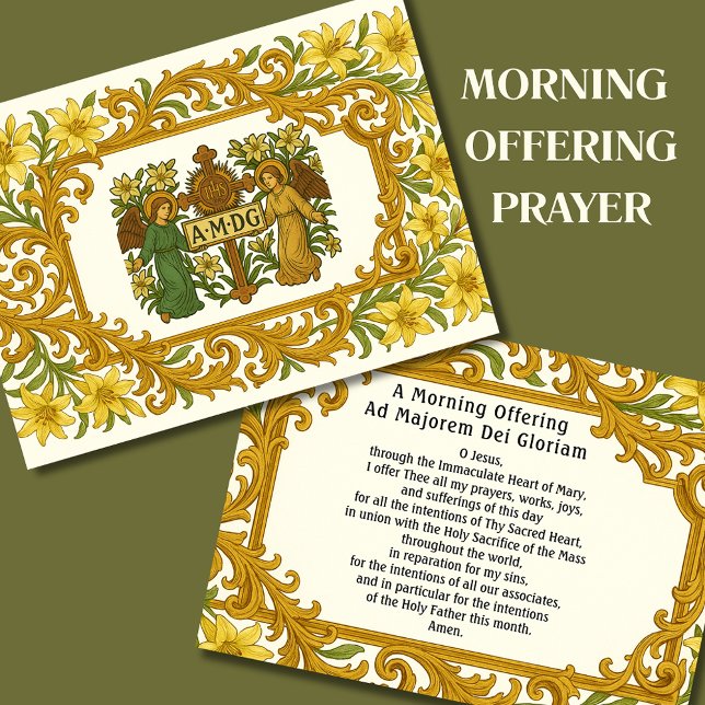 Tarjeta De Visita Oración de la mañana con AMDG y Angels (Subido por el creador)