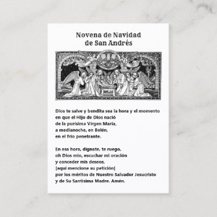 Tarjeta De Visita Oración de la Novena de San Andrés en Navidad en e