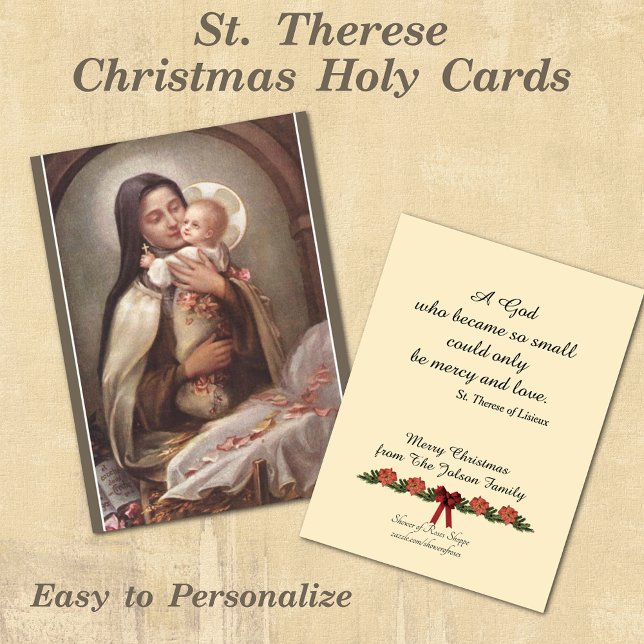 Tarjeta De Visita Oración de la Sagrada Carta de los Navidades Catól (Personalized St. Therese the Little Flower Prayer Holy Cards)