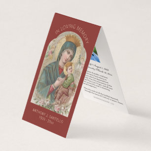 Tarjeta De Visita Oración de la Virgen María del Funeral Católico Tr