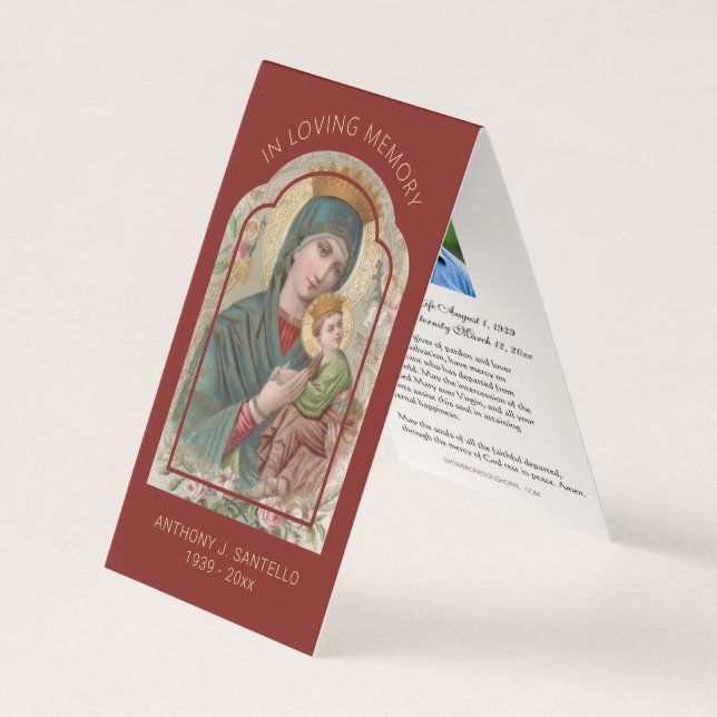 Tarjeta De Visita Oración de la Virgen María del Funeral Católico Tr (Anverso)