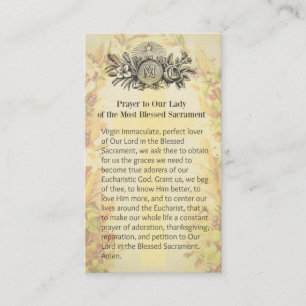 Tarjeta De Visita Oración de la Virgen Santa María del Sacramento