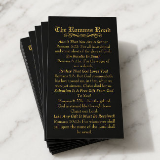 Tarjeta De Visita Oración de Pecador Camino de Romanos Negocio Dorad