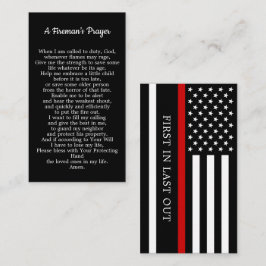 Tarjeta De Visita Oración de un bombero de línea roja delgada