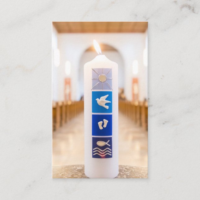 Tarjeta De Visita Oración del bautismo | Vela de bautismo (Anverso)