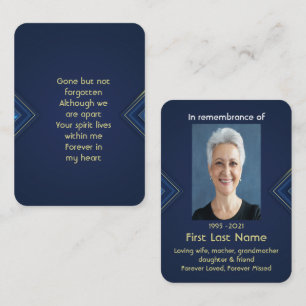 Tarjeta De Visita Oración fotográfica conmemorativa Elegante azul y 