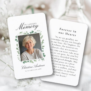 Tarjeta De Visita Oración funeraria de fotografía "In Love Memory"